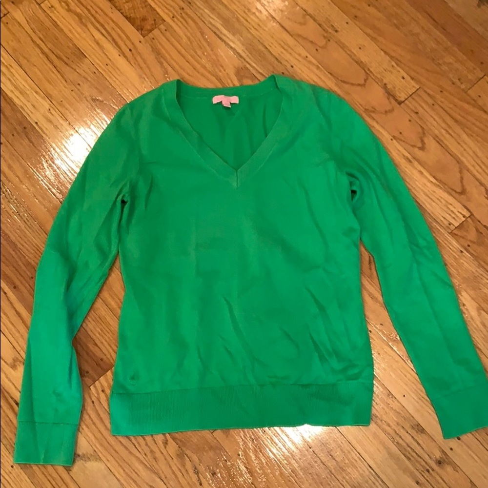 Lily Pulitzer lime green cotton v-neck sweater